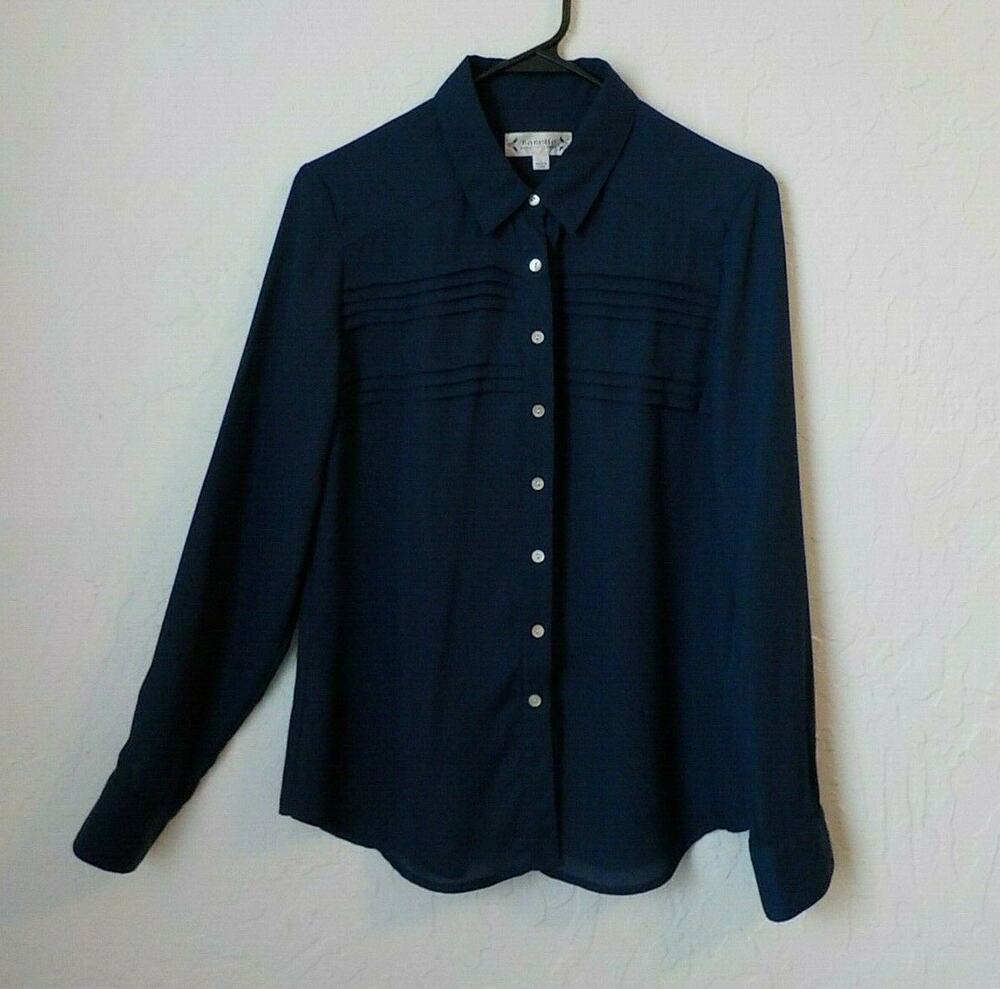 Nanette Lepore Blue Button Up Shirt Women Size Small Classic Chic Business